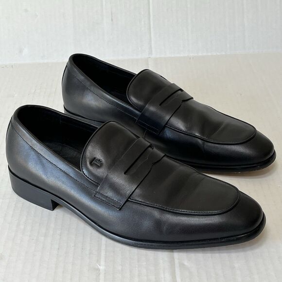 Tod\'s Men\'s Black Leather Stamped Logo Penny Loafers Slip On Shoes EU 43 US 10 main image 13